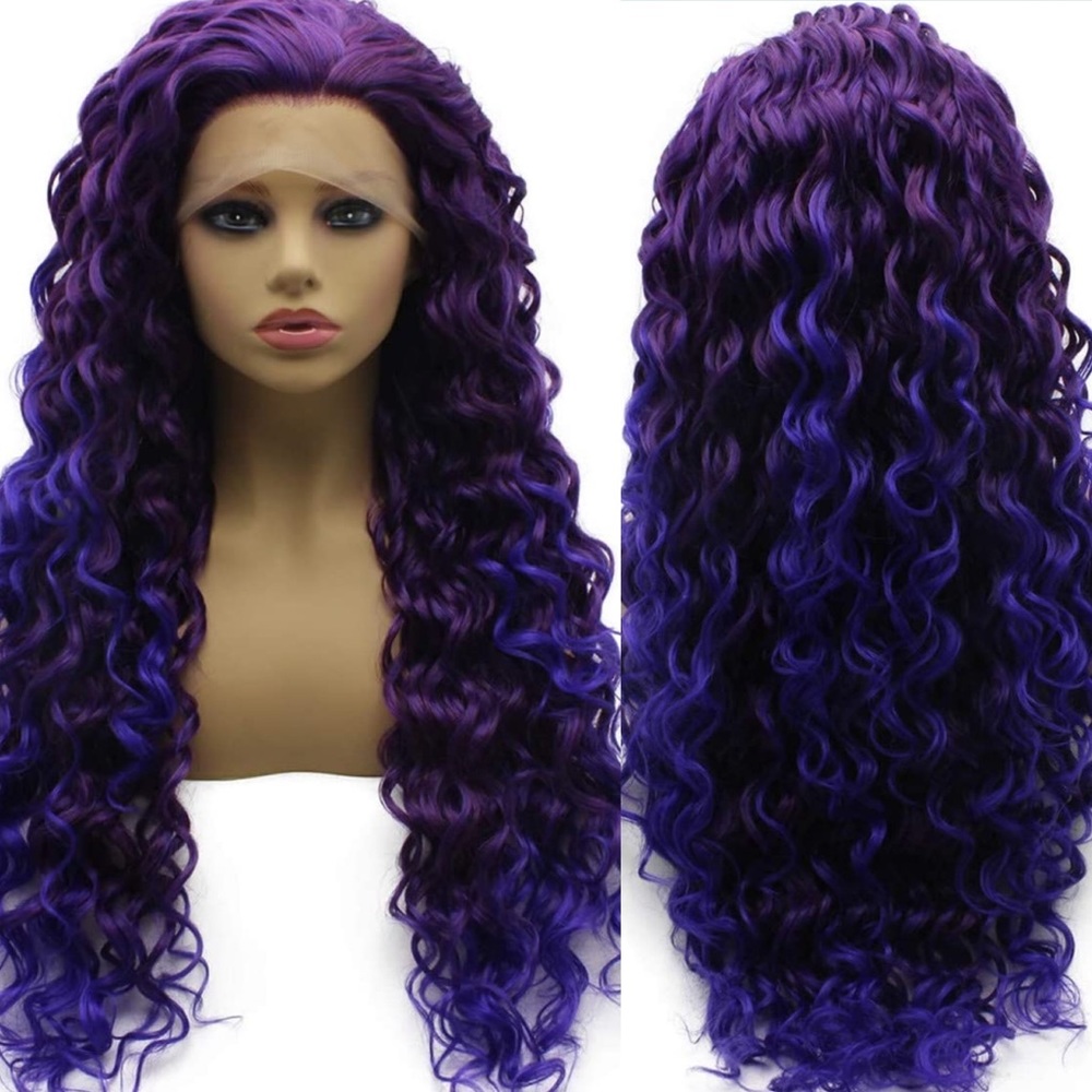 💫 24”  PURPLE OMBRE KINKY CURLY
 LACE FRONT WIG💫 *NEW*
🆕🆕🆕